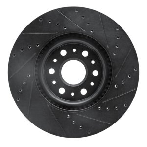Buick Enclave Brake Rotor (1) - Front Left - R1 Concepts - Drilled & Slotted - Black - `17-`25